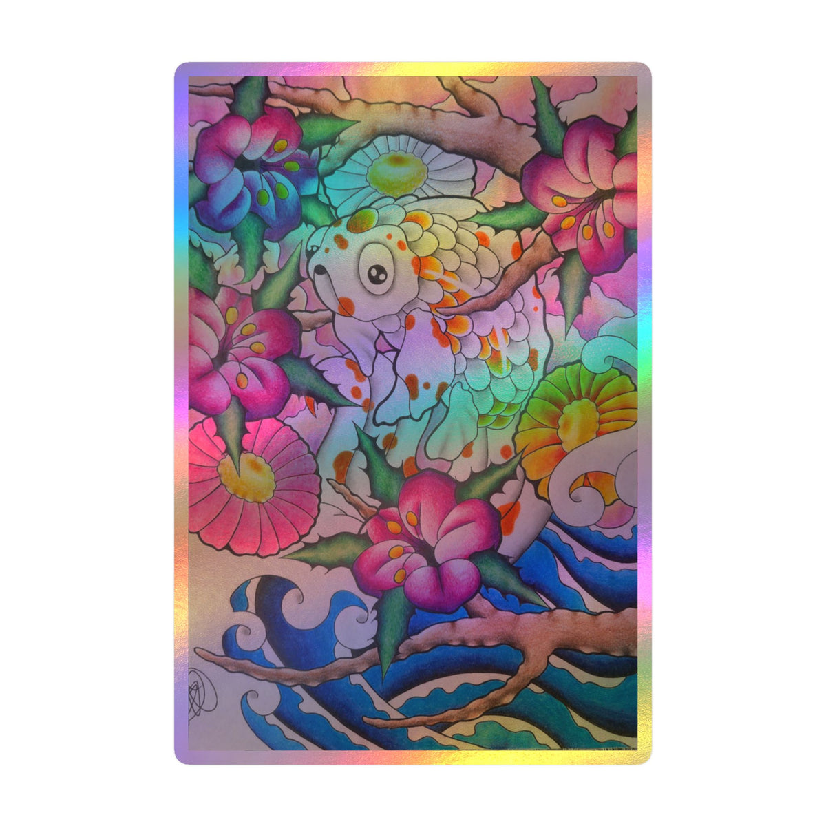 Koi & Cherry Blossom Vinyl Sticker — Kiss-Cut Decorative Decal