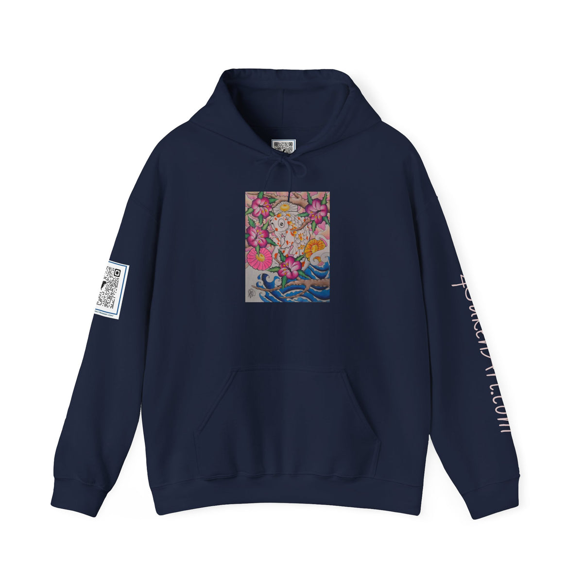 Floral Koi Art Hoodie — Colorful Japanese-Inspired Flower & Koi Pond Graphic