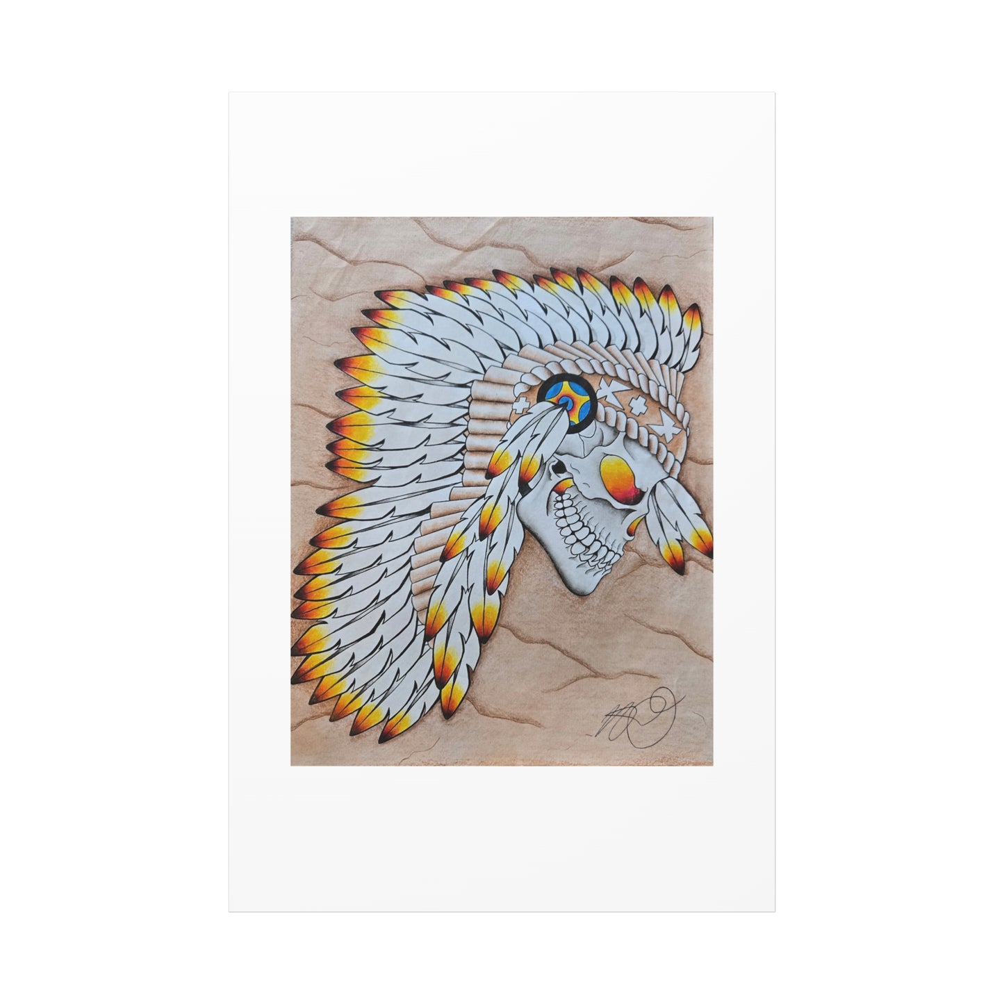 Chief Skull Matte Canvas Wall Art (Stretched 1.25")
