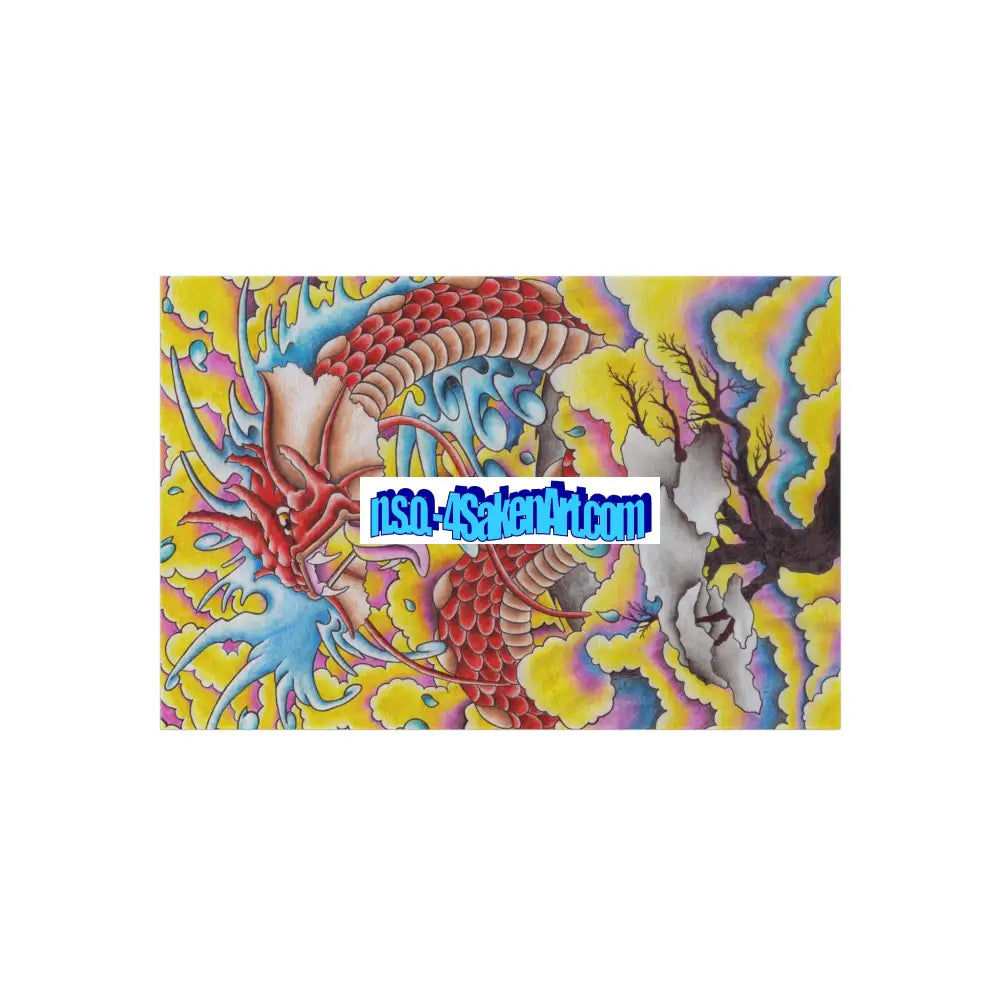 Dragon Print Outdoor Rug Bohemian Area Mat Patio Decor Camping Accessory Porch Rug Wild Nature Inspired Home Decor 48’’