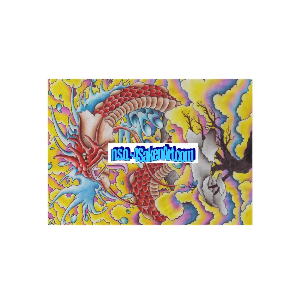 Dragon Print Outdoor Rug Bohemian Area Mat Patio Decor Camping Accessory Porch Rug Wild Nature Inspired Home Decor 60’’