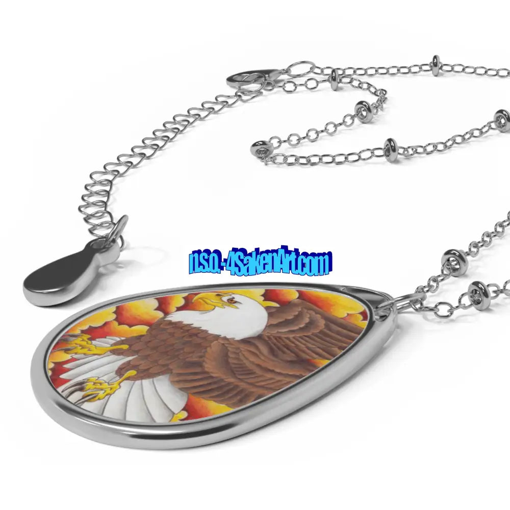 Eagle Oval Necklace - Symbol of Strength and Freedom One Size / Silver Accessories