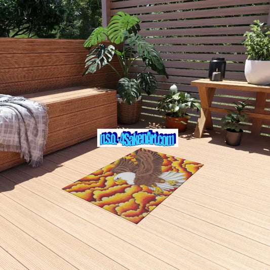 Eagle Print Outdoor Rug Bohemian Area Mat Patio Decor Camping Accessory Porch Rug Wild Nature Inspired Home Decor 24’’