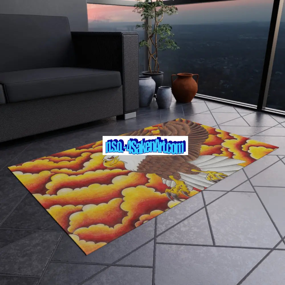 Eagle Print Outdoor Rug Bohemian Area Mat Patio Decor Camping Accessory Porch Rug Wild Nature Inspired Home Decor Home