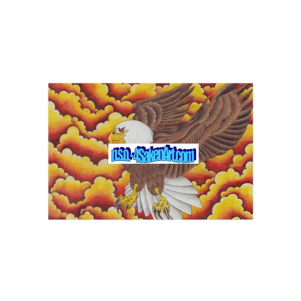 Eagle Print Outdoor Rug Bohemian Area Mat Patio Decor Camping Accessory Porch Rug Wild Nature Inspired Home Decor 48’’