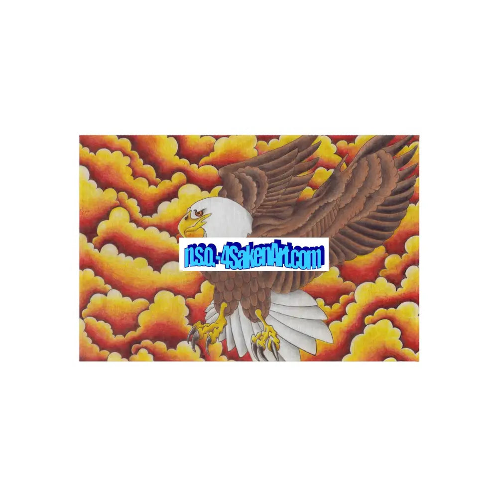 Eagle Print Outdoor Rug Bohemian Area Mat Patio Decor Camping Accessory Porch Rug Wild Nature Inspired Home Decor Home