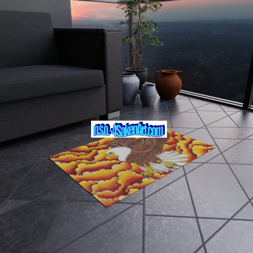 Eagle Print Outdoor Rug Bohemian Area Mat Patio Decor Camping Accessory Porch Rug Wild Nature Inspired Home Decor Home