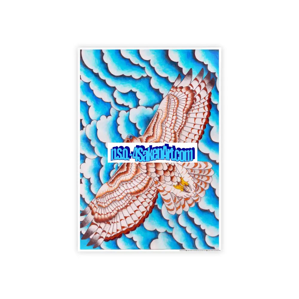 Glass Poster - Hawk Design 16.5’’ x 23.4’’ (Vertical) / Glossy Poster