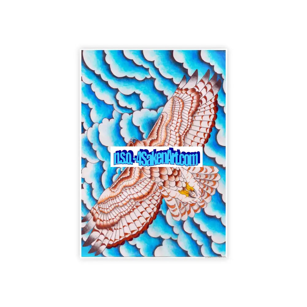 Glass Poster - Hawk Design 23.4’’ x 33.1’’ (Vertical) / Glossy Poster