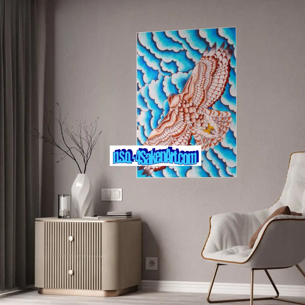 Glass Poster - Hawk Design Poster