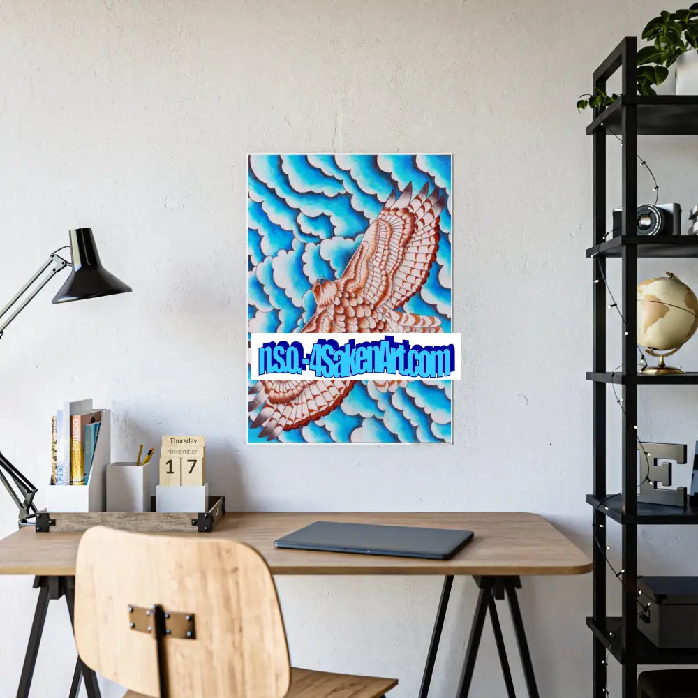 Glass Poster - Hawk Design Poster