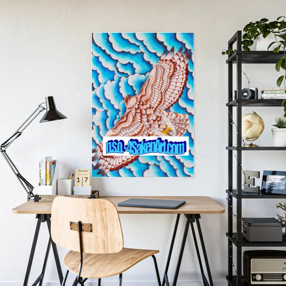 Glass Poster - Hawk Design Poster