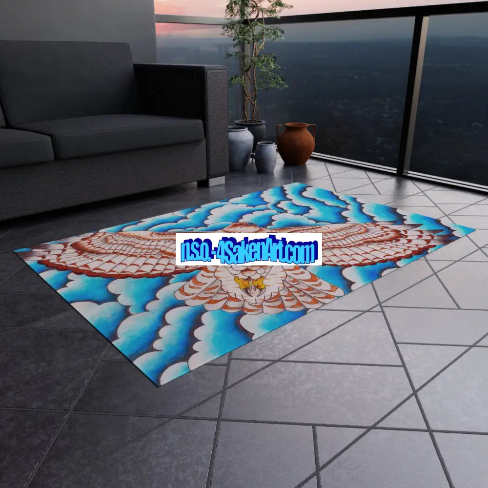 Hawk Print Outdoor Rug Bohemian Area Mat Patio Decor Camping Accessory Porch Rug Wild Nature Inspired Home Decor Home