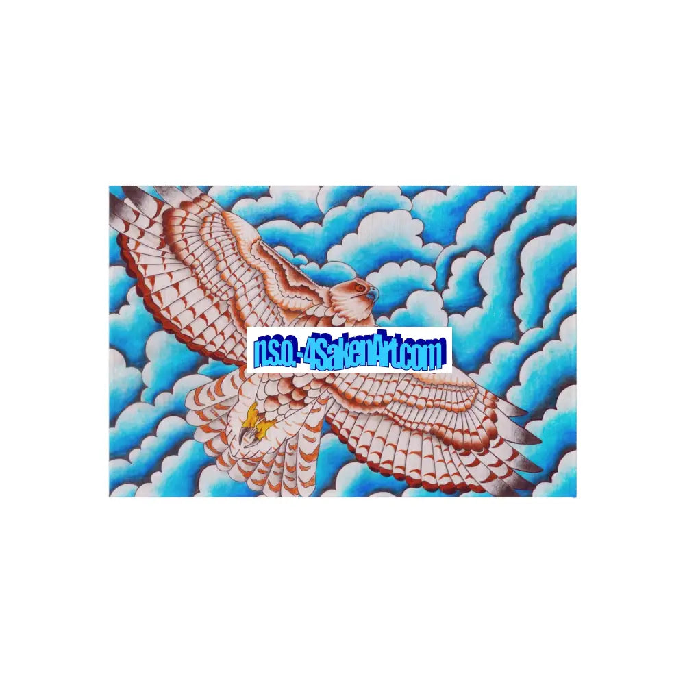 Hawk Print Outdoor Rug Bohemian Area Mat Patio Decor Camping Accessory Porch Rug Wild Nature Inspired Home Decor Home