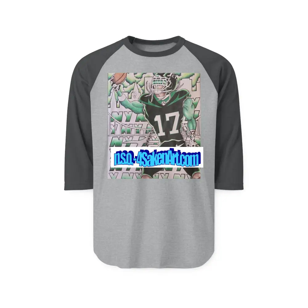 Raglan Shirt — Vintage Football Player Graphic ’17’ S / Heather Grey/Heather Charcoal Long-sleeve