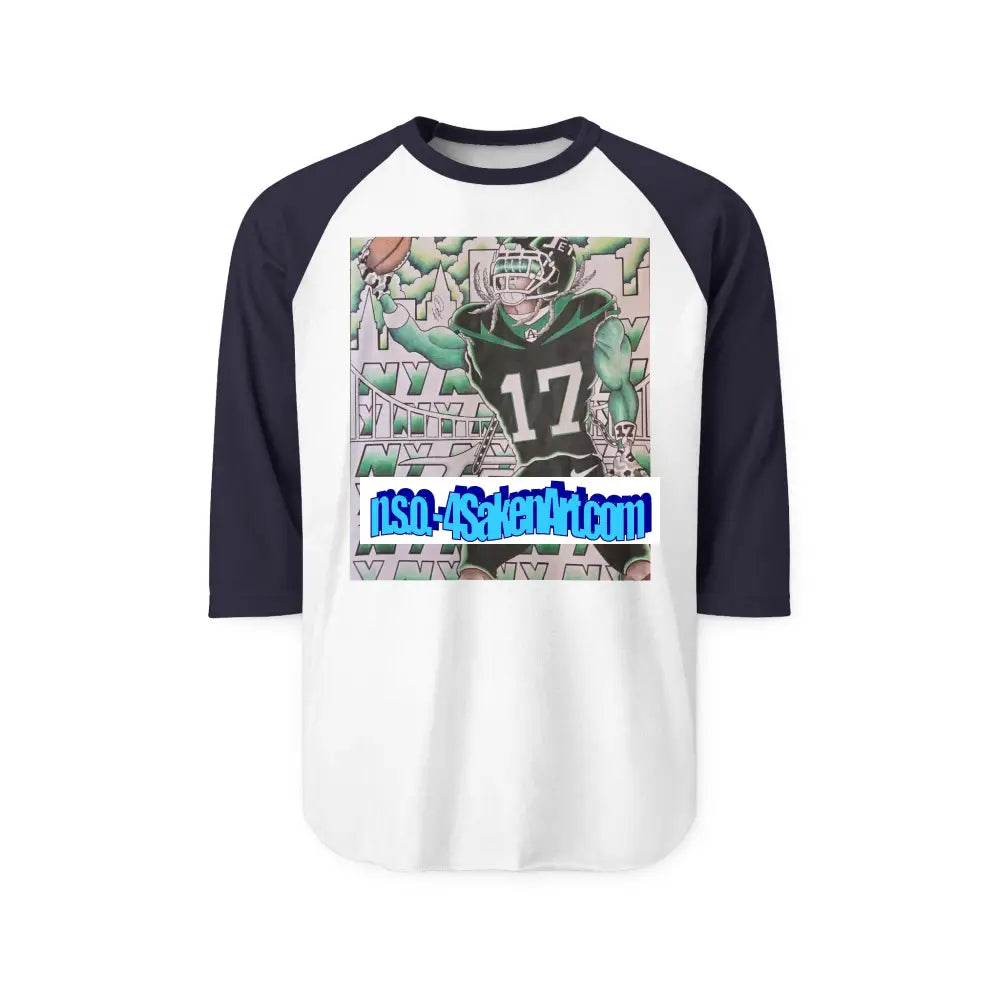 Raglan Shirt — Vintage Football Player Graphic ’17’ S / White/Navy Long-sleeve