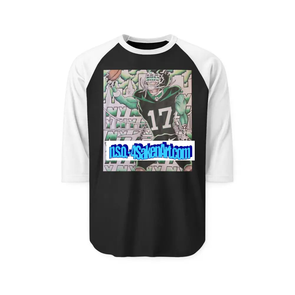 Raglan Shirt — Vintage Football Player Graphic ’17’ XS / Black/White Long-sleeve