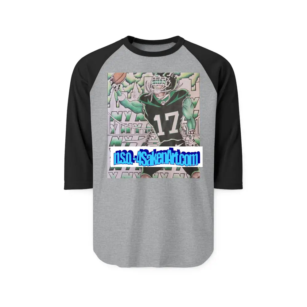 Raglan Shirt — Vintage Football Player Graphic ’17’ XS / Heather Grey/Black Long-sleeve