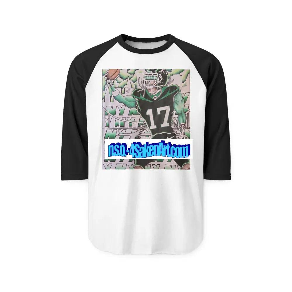 Raglan Shirt — Vintage Football Player Graphic ’17’ XS / White/Black Long-sleeve