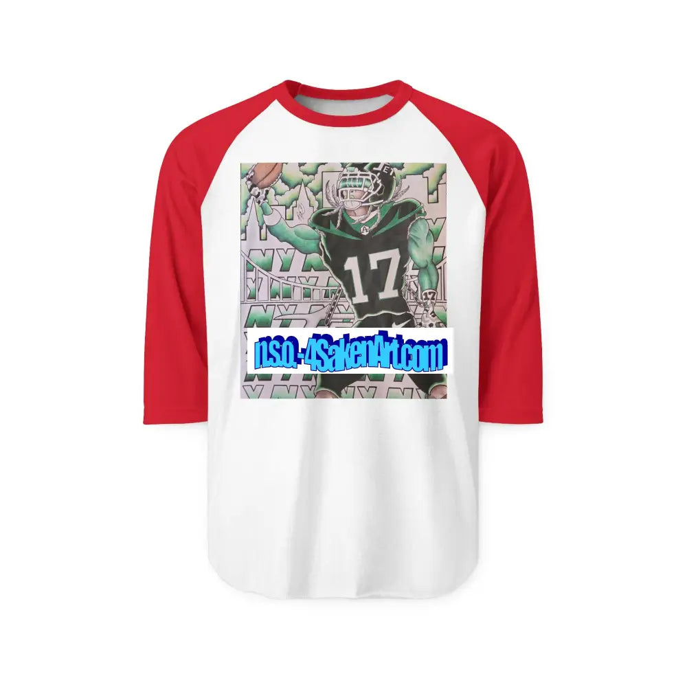 Raglan Shirt — Vintage Football Player Graphic ’17’ XS / White/Red Long-sleeve