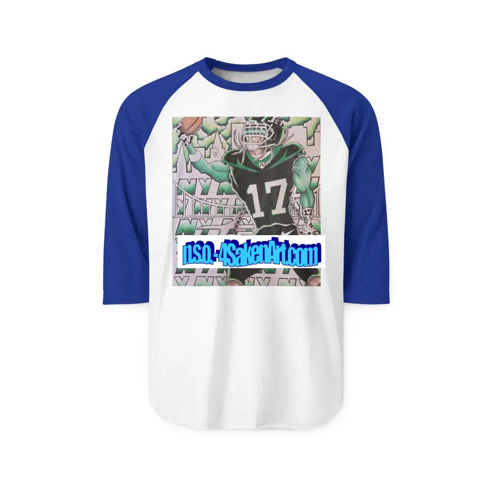Raglan Shirt — Vintage Football Player Graphic ’17’ XS / White/Royal Long-sleeve