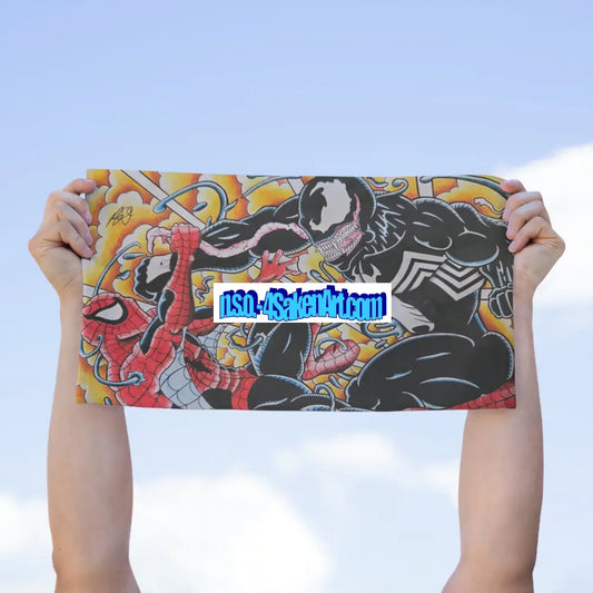Spider-Man vs Venom Rally Towel — 11x18 Comic Battle Fan Towel White / 11’’ × 18’’ Home Decor