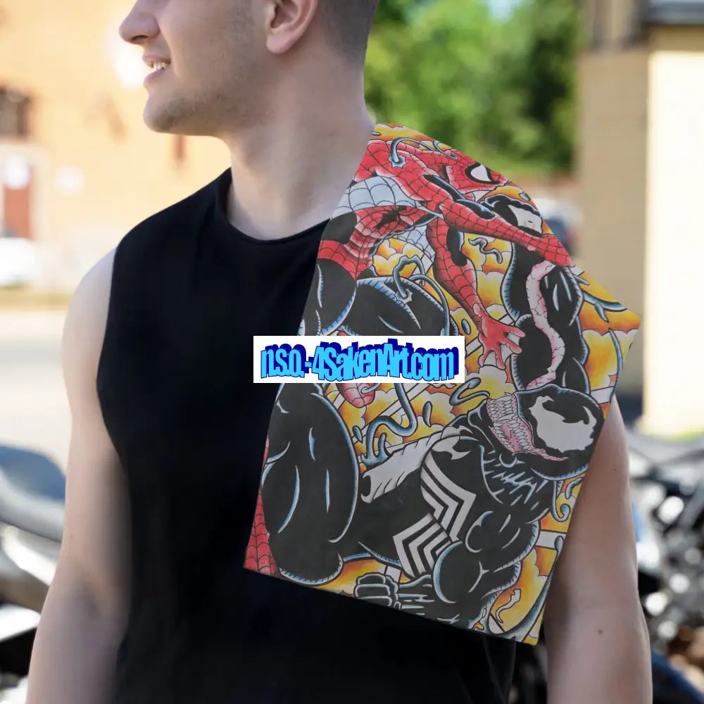 Spider-Man vs Venom Rally Towel — 11x18 Comic Battle Fan Towel White / 11’’ × 18’’ Home Decor