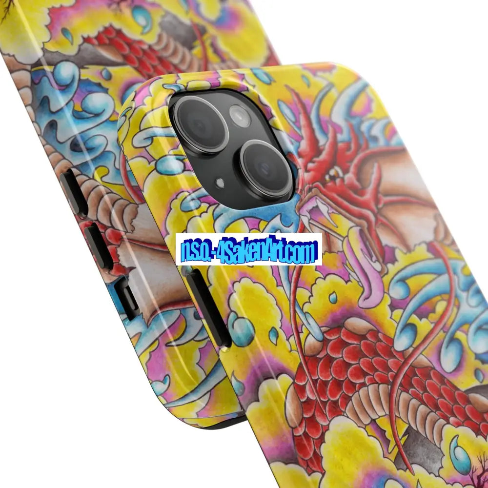 Vibrant Dragon Tough Phone Case Custom Phone Cover Colorful Phone Case Durable Protection Unique Art Case Phone Case