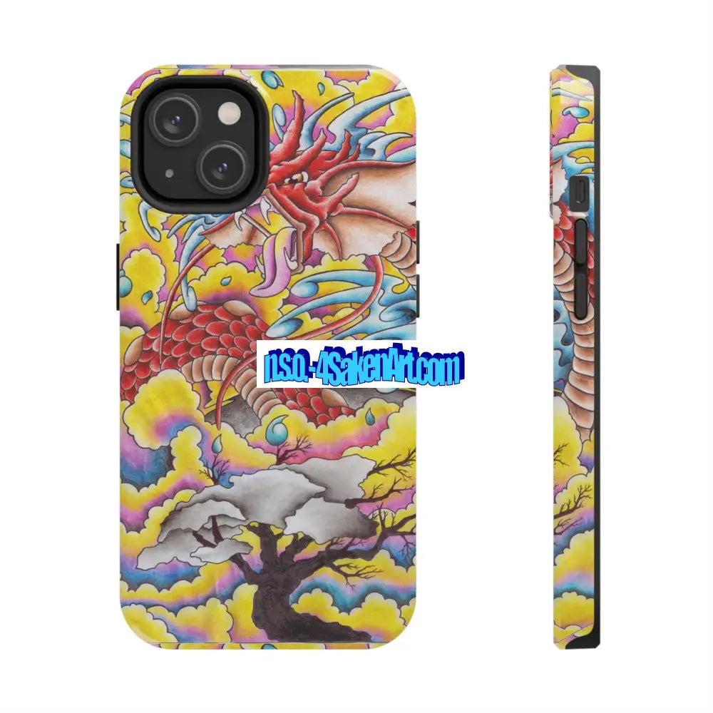 Vibrant Dragon Tough Phone Case Custom Phone Cover Colorful Phone Case Durable Protection Unique Art Case iPhone 14
