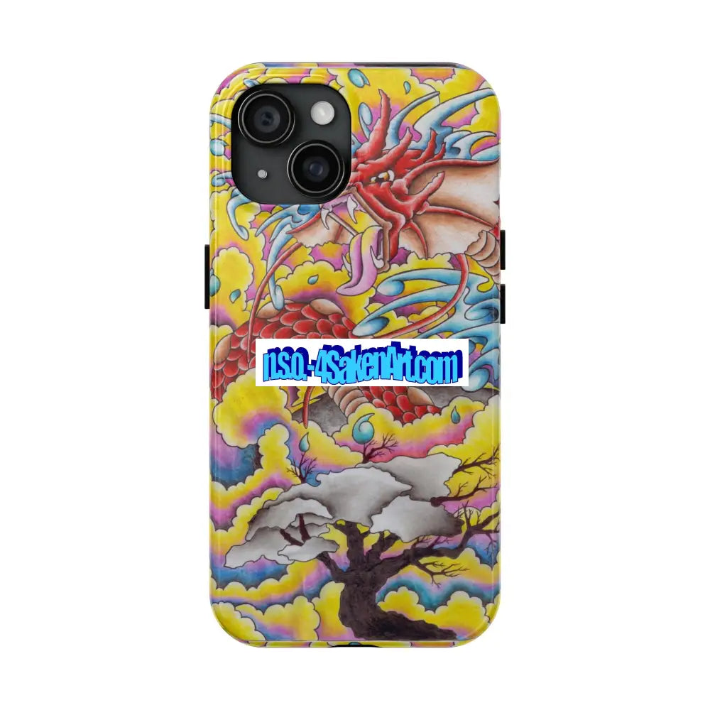 Vibrant Dragon Tough Phone Case Custom Phone Cover Colorful Phone Case Durable Protection Unique Art Case iPhone 15