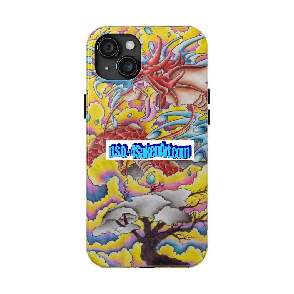 Vibrant Dragon Tough Phone Case Custom Phone Cover Colorful Phone Case Durable Protection Unique Art Case iPhone 15