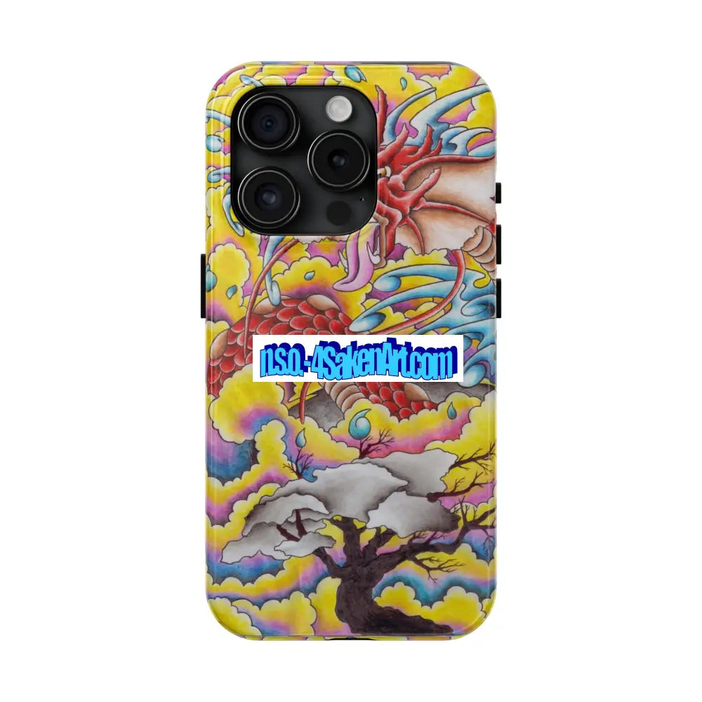 Vibrant Dragon Tough Phone Case Custom Phone Cover Colorful Phone Case Durable Protection Unique Art Case iPhone 15 Pro