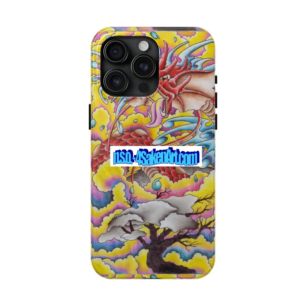 Vibrant Dragon Tough Phone Case Custom Phone Cover Colorful Phone Case Durable Protection Unique Art Case iPhone 15 Pro