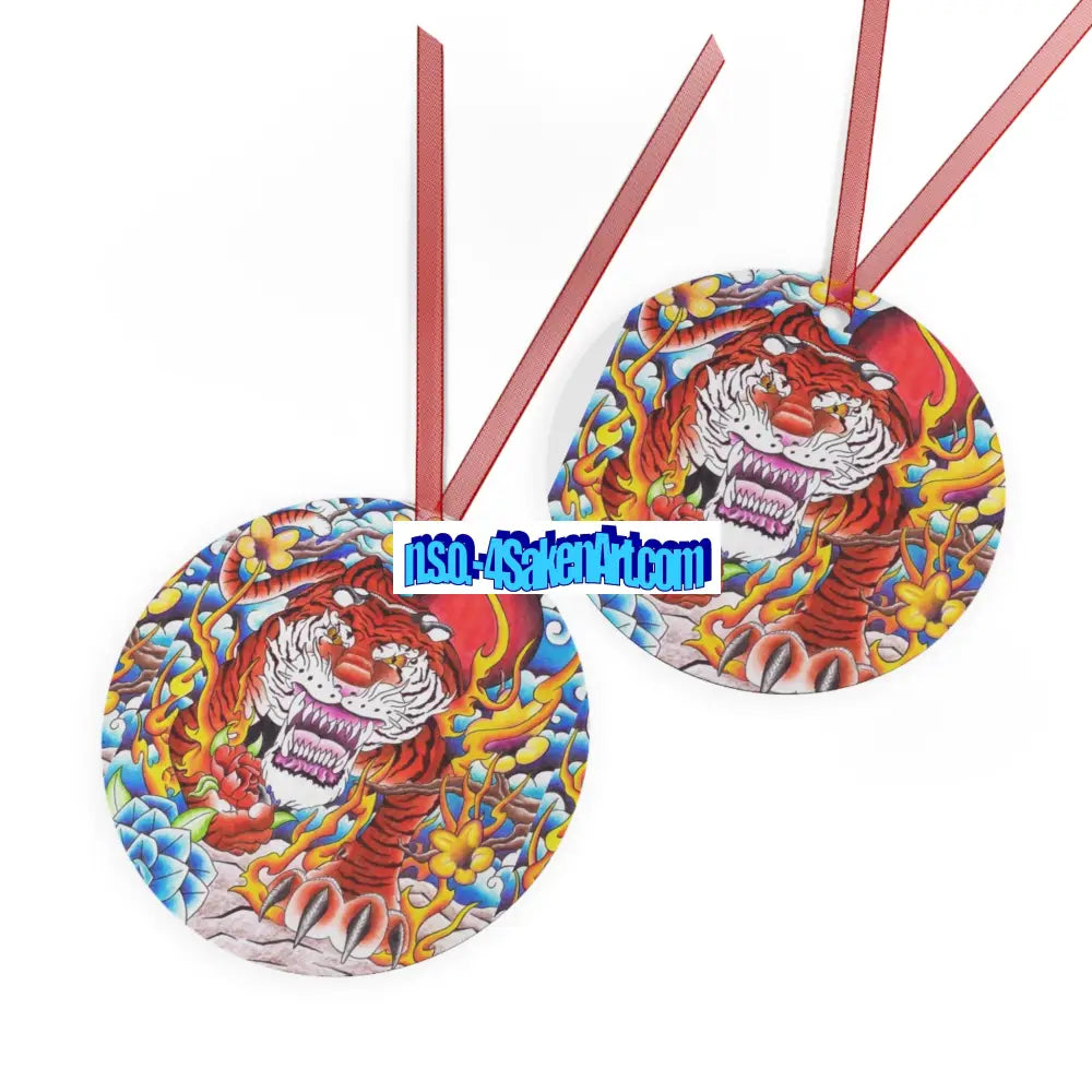 Vibrant Tiger Metal Ornaments Unique Holiday Decor Handcrafted Gifts Christmas Decorations Collectible Art Home Decor