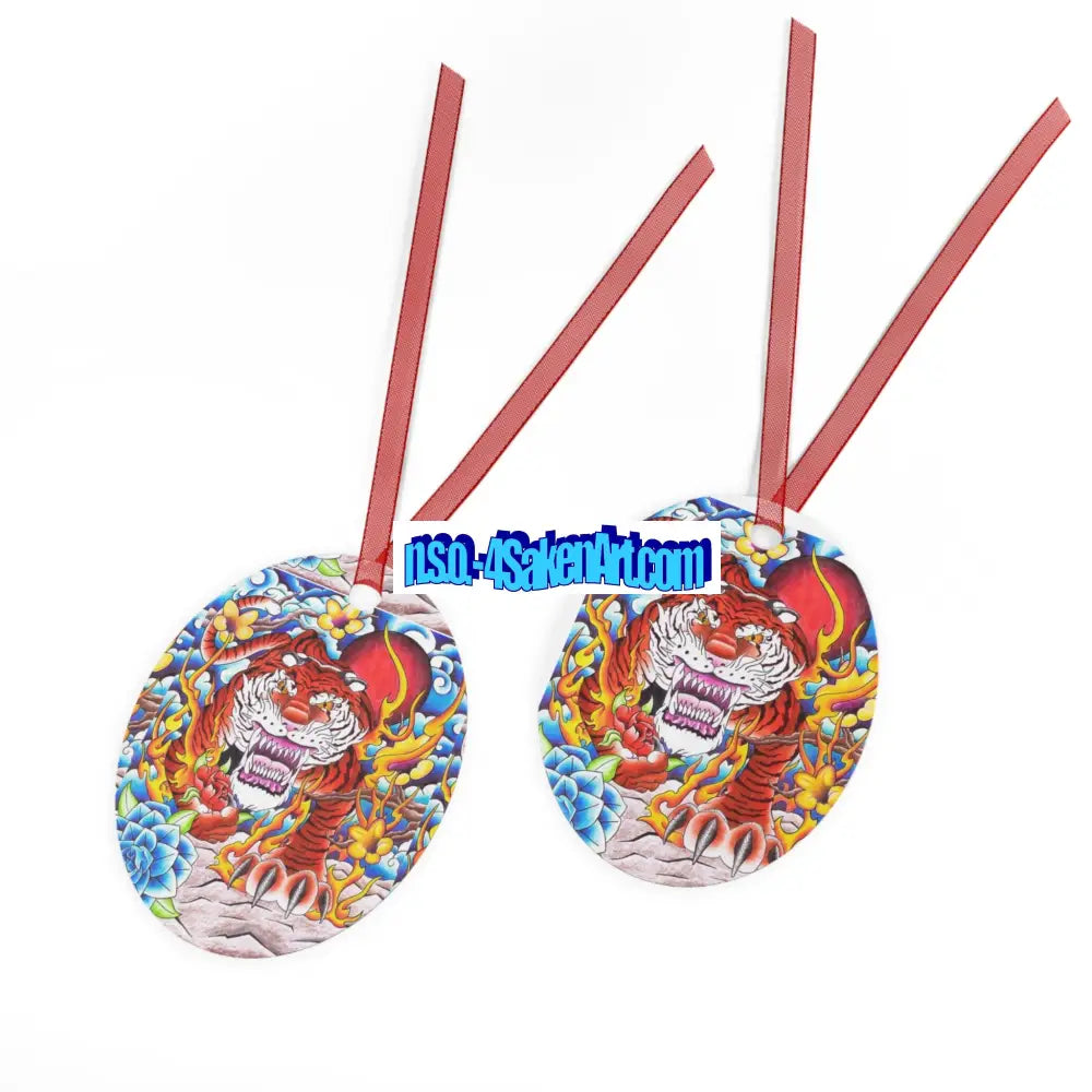 Vibrant Tiger Metal Ornaments Unique Holiday Decor Handcrafted Gifts Christmas Decorations Collectible Art Home Decor