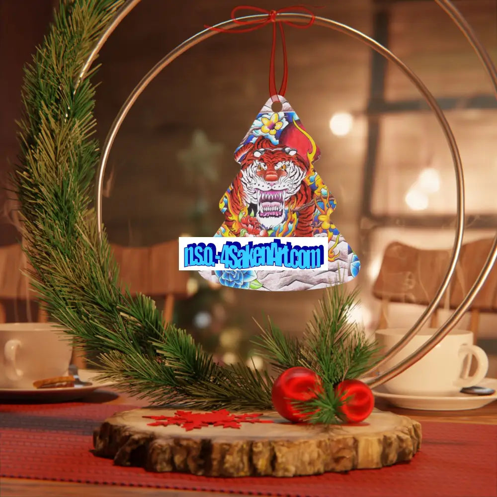 Vibrant Tiger Metal Ornaments Unique Holiday Decor Handcrafted Gifts Christmas Decorations Collectible Art Home Decor