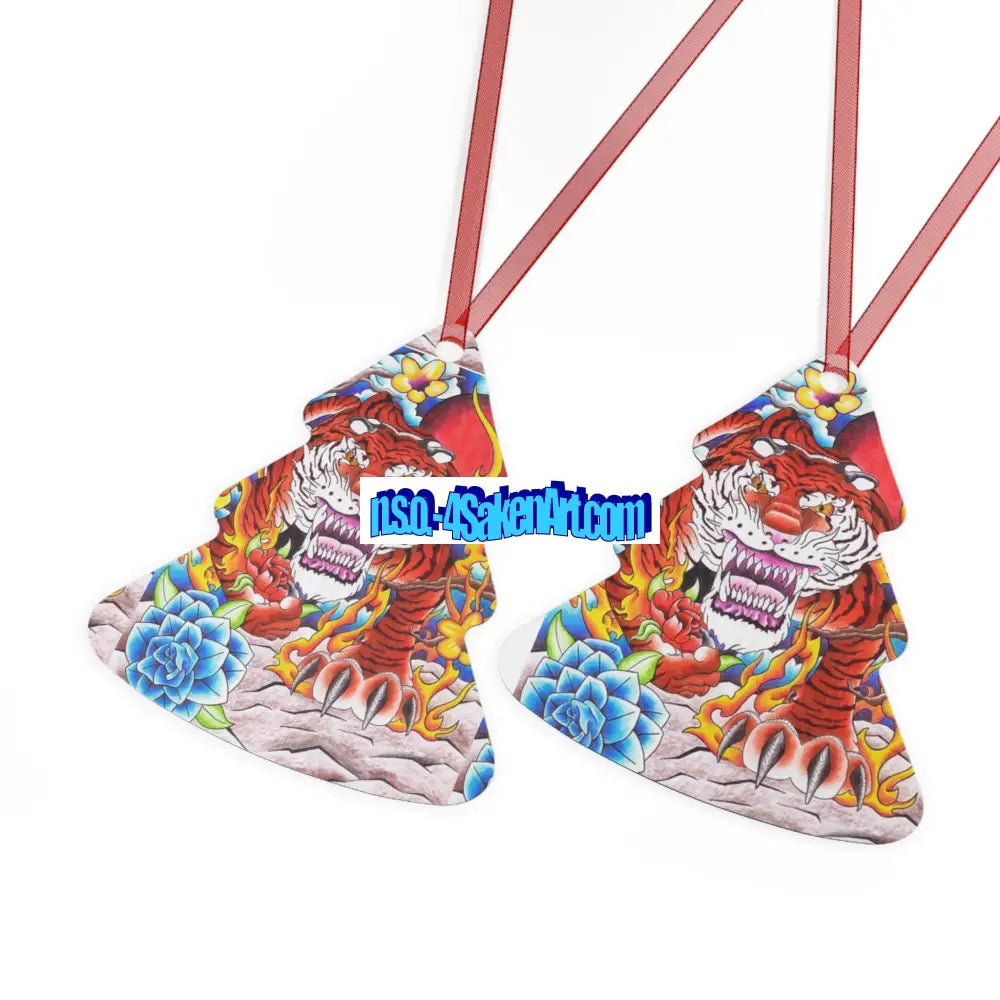 Vibrant Tiger Metal Ornaments Unique Holiday Decor Handcrafted Gifts Christmas Decorations Collectible Art Home Decor