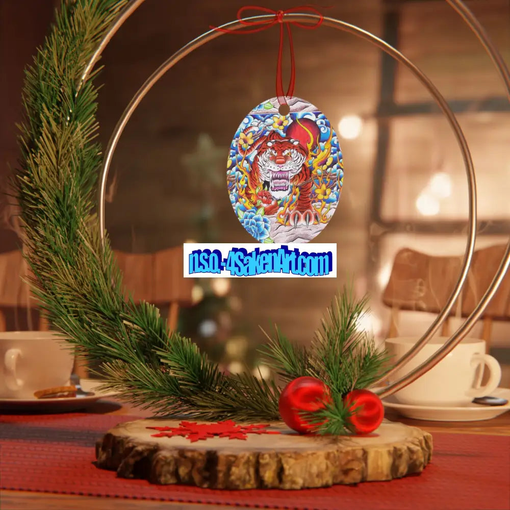 Vibrant Tiger Metal Ornaments Unique Holiday Decor Handcrafted Gifts Christmas Decorations Collectible Art Home Decor