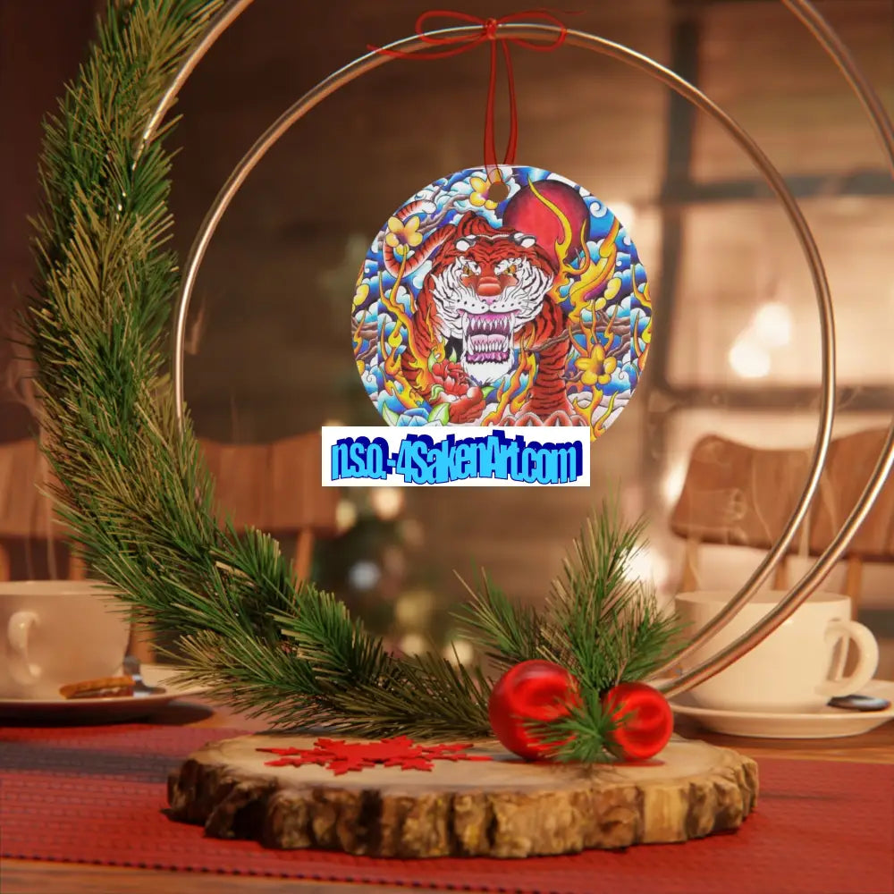 Vibrant Tiger Metal Ornaments Unique Holiday Decor Handcrafted Gifts Christmas Decorations Collectible Art Home Decor