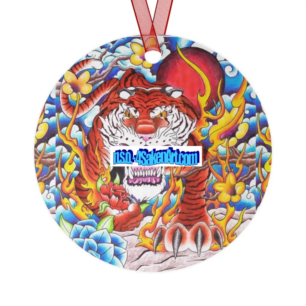 Vibrant Tiger Metal Ornaments Unique Holiday Decor Handcrafted Gifts Christmas Decorations Collectible Art Round / One
